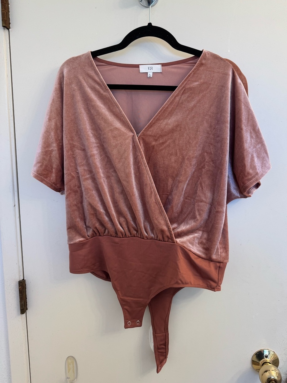 NSR Rose-Mauve Velvet Wrap Bodysuit